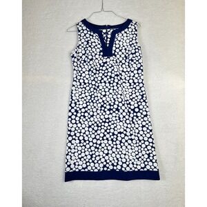 Amanda Lane‎ Sleeveless Shift Dress Navy White Polka Dots  Women's Size: 4P